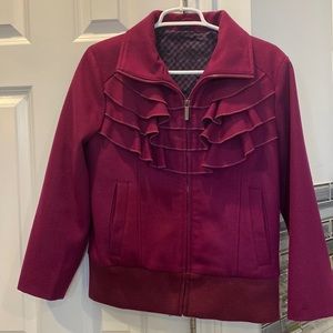 Steve Madden Wool Blend Ruffled Bomber Jacket: Large